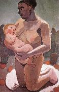 Paula Modersohn-Becker Mother knelt and son oil painting artist